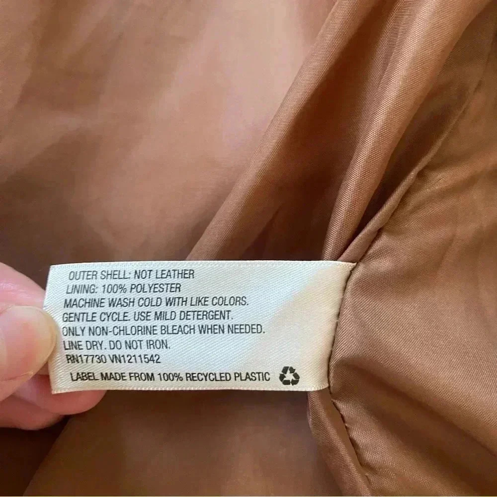 Tan Faux Leather Bomber Jacket Women’s Extra Small - Picture 7 of 7